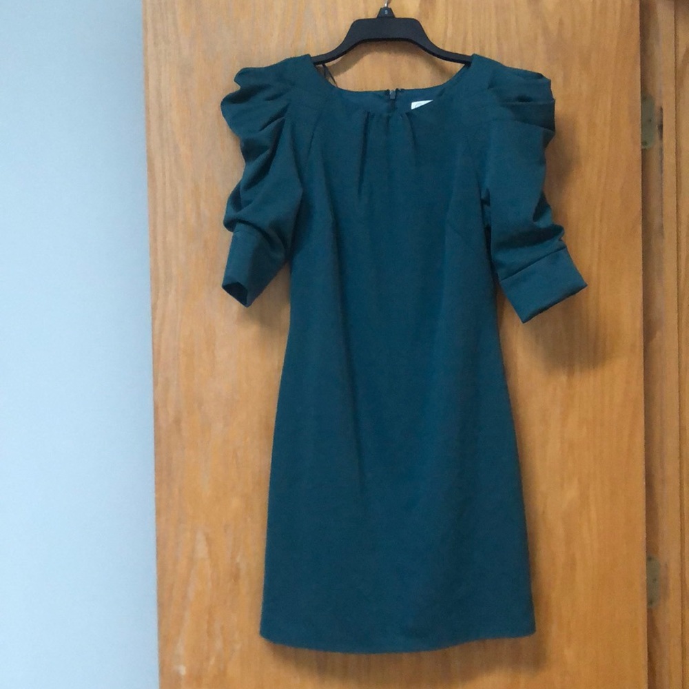 Teal dress with embellished shoulders